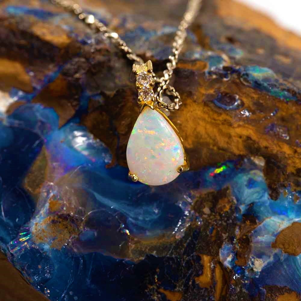 Australian Opal Pendant Brilliant Sapphire Blue 14k Gold Doublet Gift –  World Class Opal